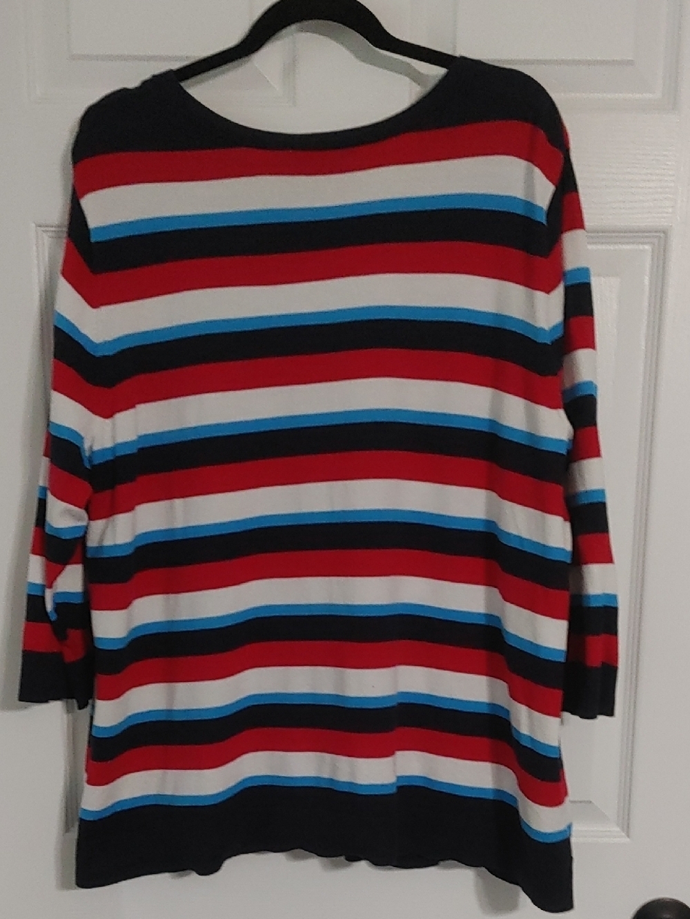 CJ BANKS RED, WHITE & BLUE STRIPED BUTTON UP CARDIGAN Size 2XL PATRIOTIC - Picture 4 of 5